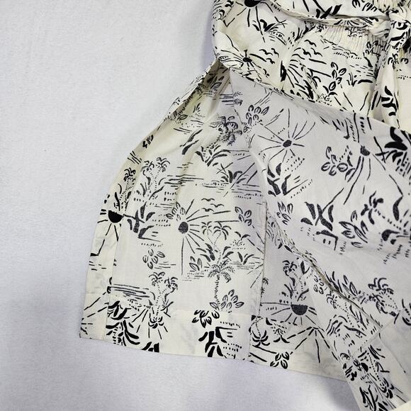 Free People Linen Blend Tunic Top This is Love Smocked Bow Strapless Tropical L - Picture 15 of 16